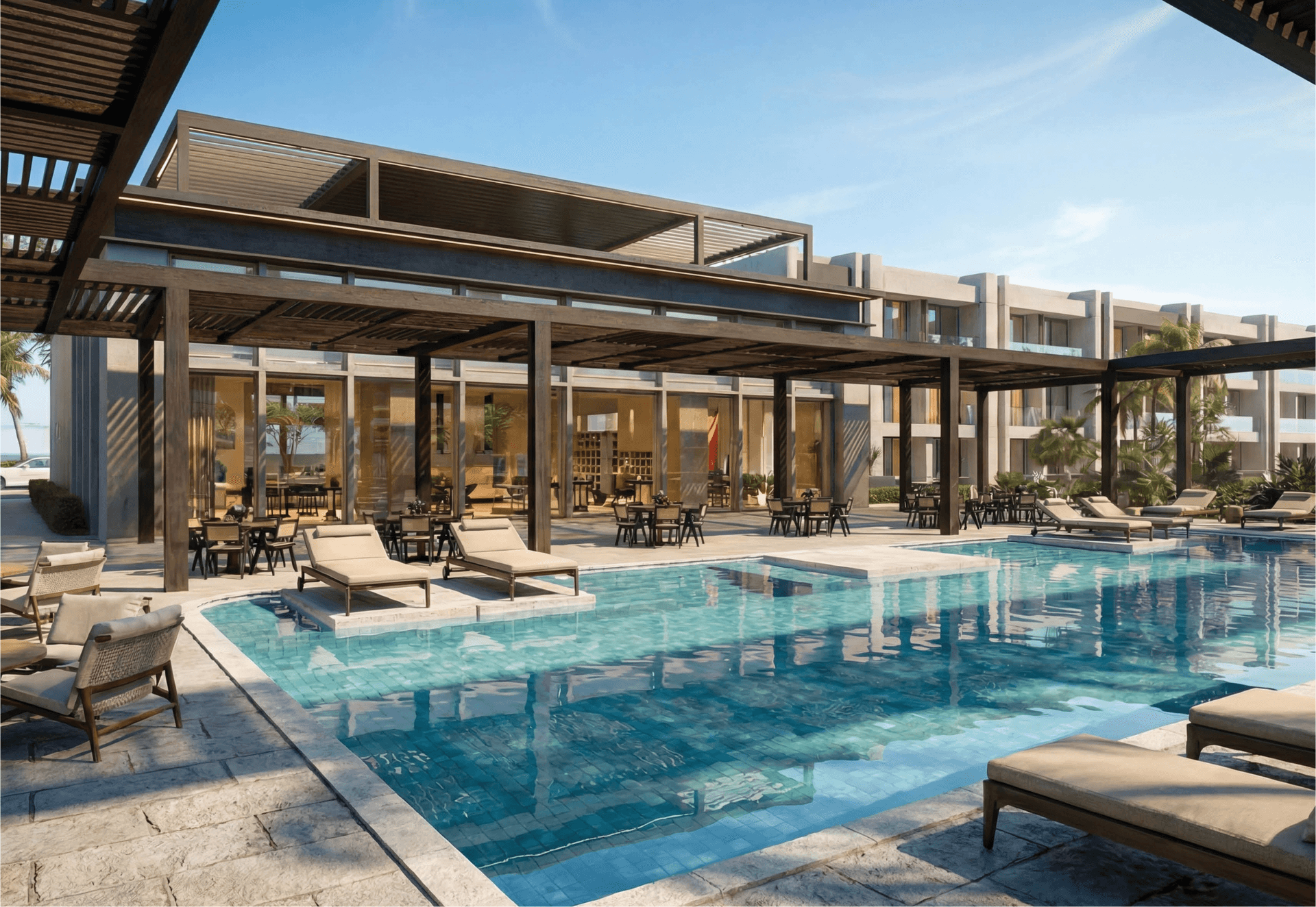 Tamaraya community pool and residential environment