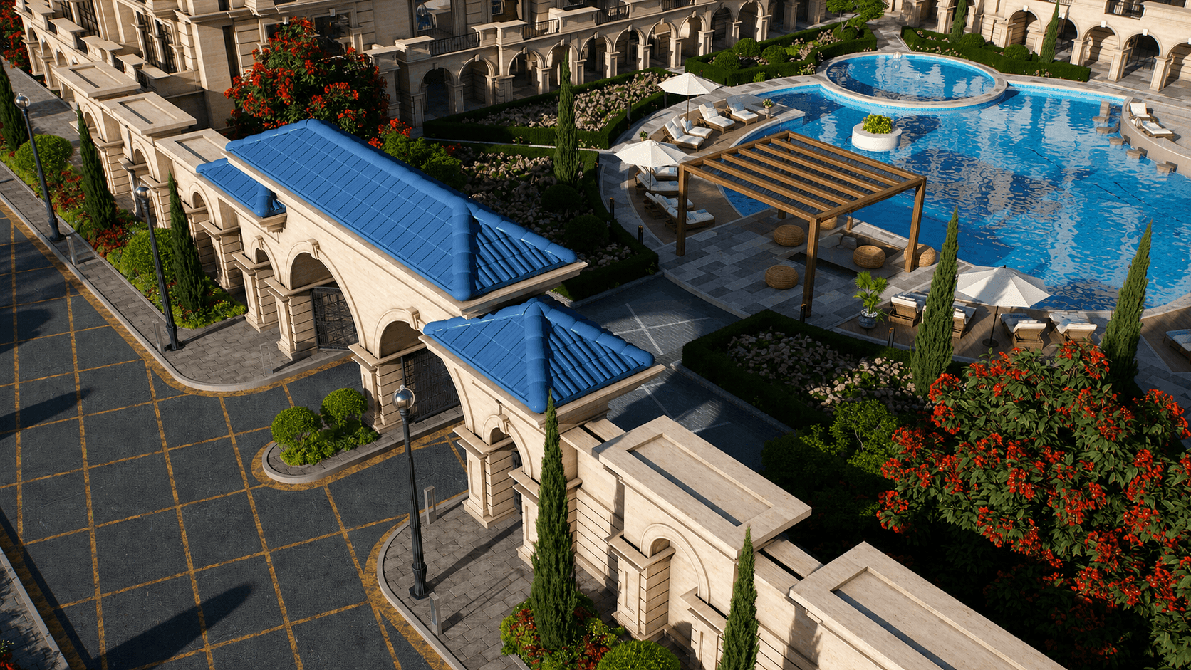 Aurora Palace landscaped project view in Hurghada